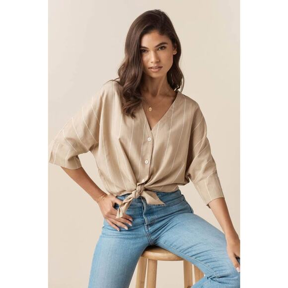 VETTA Capsule‎ Women’s Upcycled Slouchy Striped Minimalist Boyfriend Top NWT- XS - Picture 2 of 9